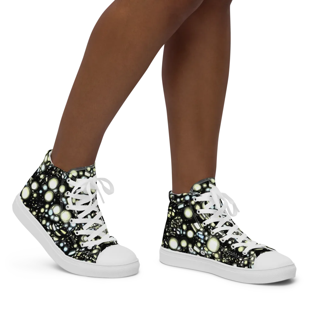 Electric Geode on Women's High Top Canvas Shoes — Right
