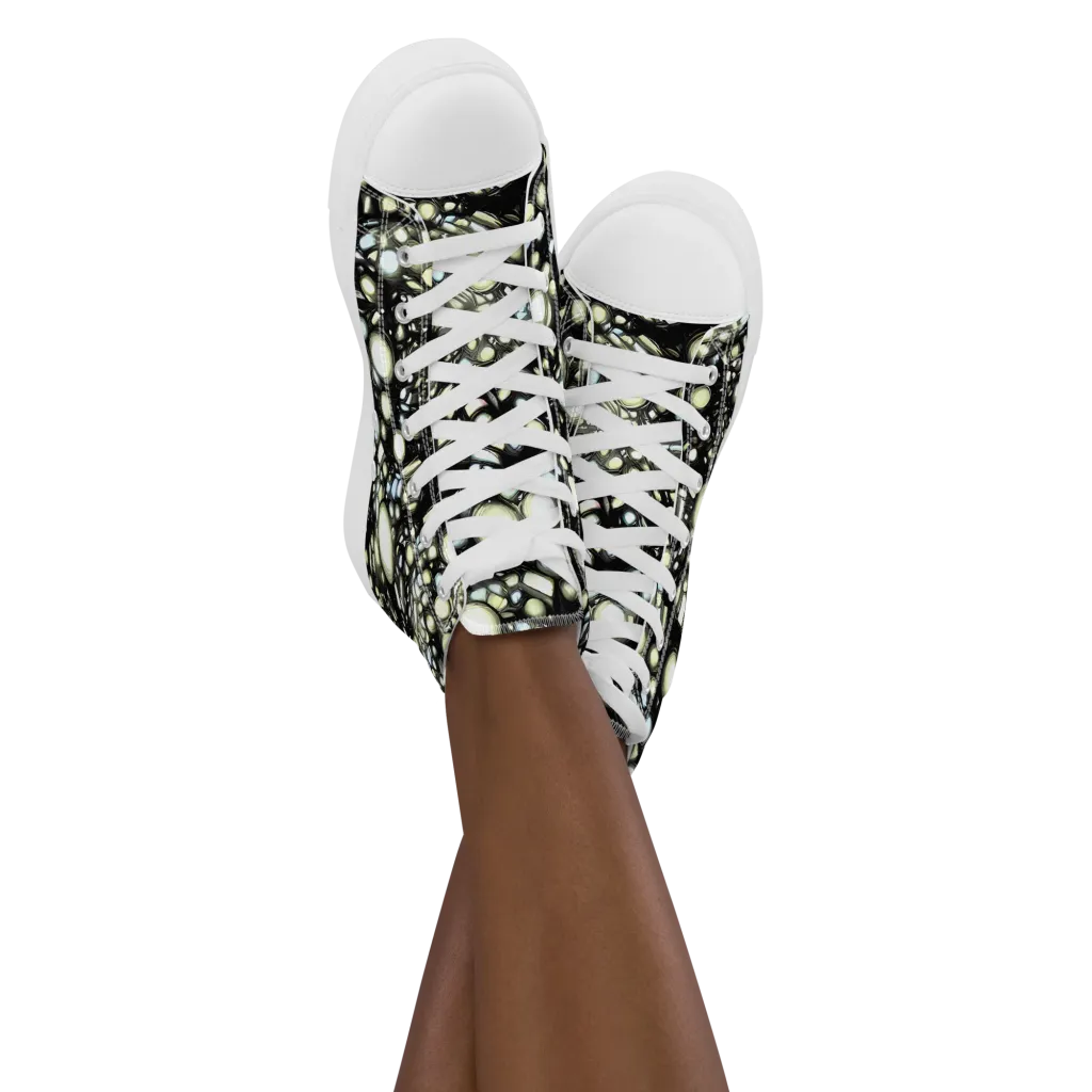 Electric Geode on Women's High Top Canvas Shoes — Front