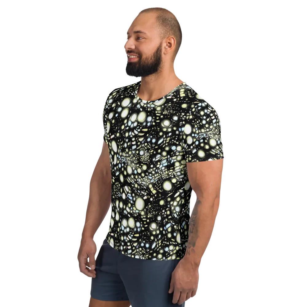 Electric Geode on Men's Athletic T-Shirt — Left