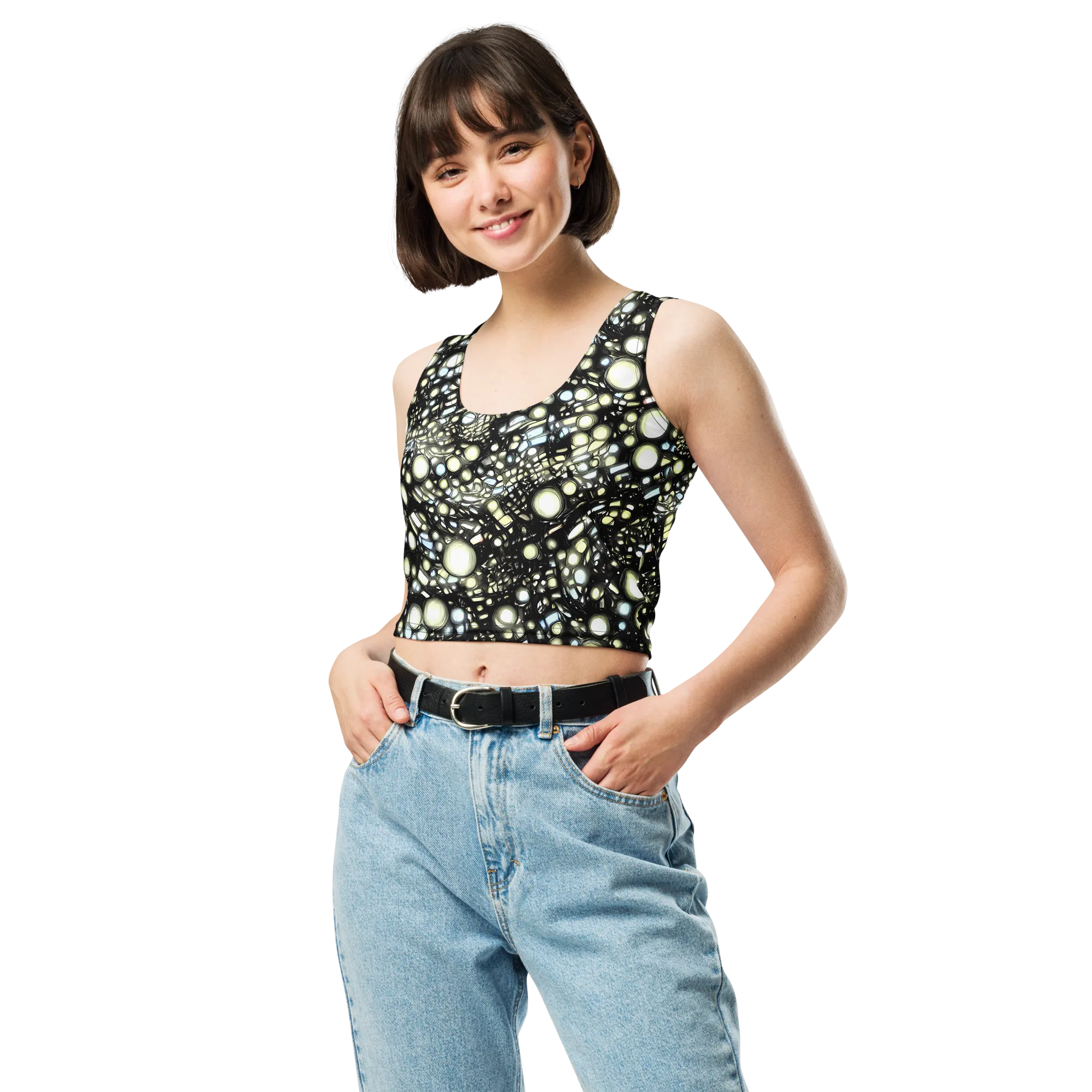 Electric Geode on Crop Top — Front