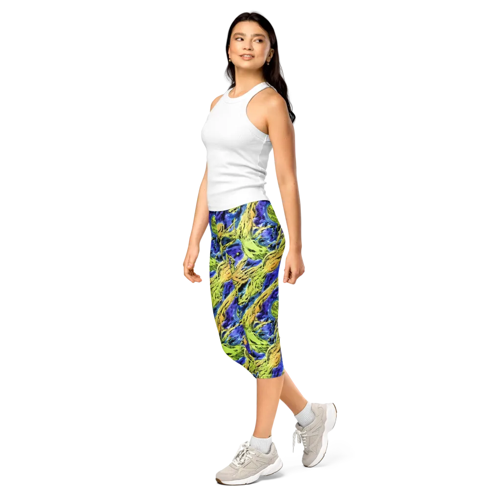 Electric Relic on Capri Leggings — Left Front