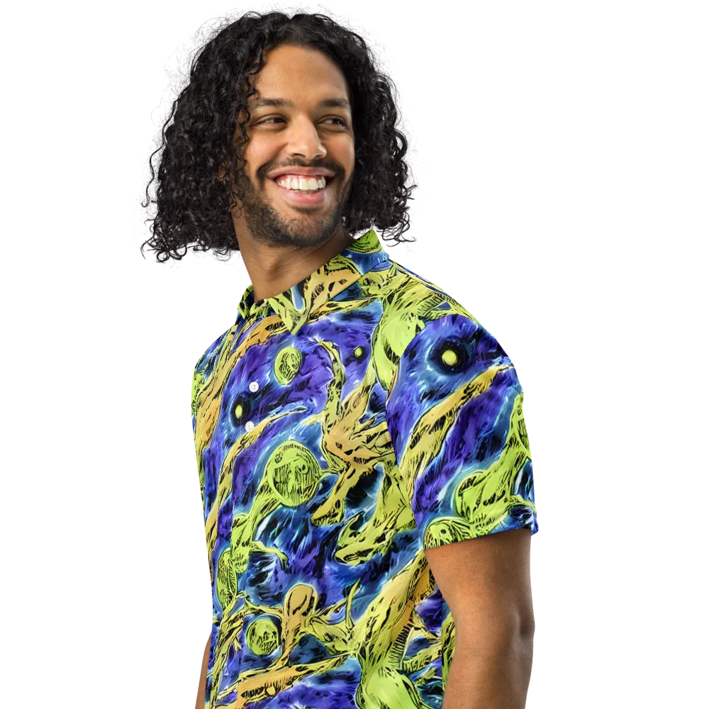 Electric Relic on Men's Slim Fit Polo Shirt — Left Front