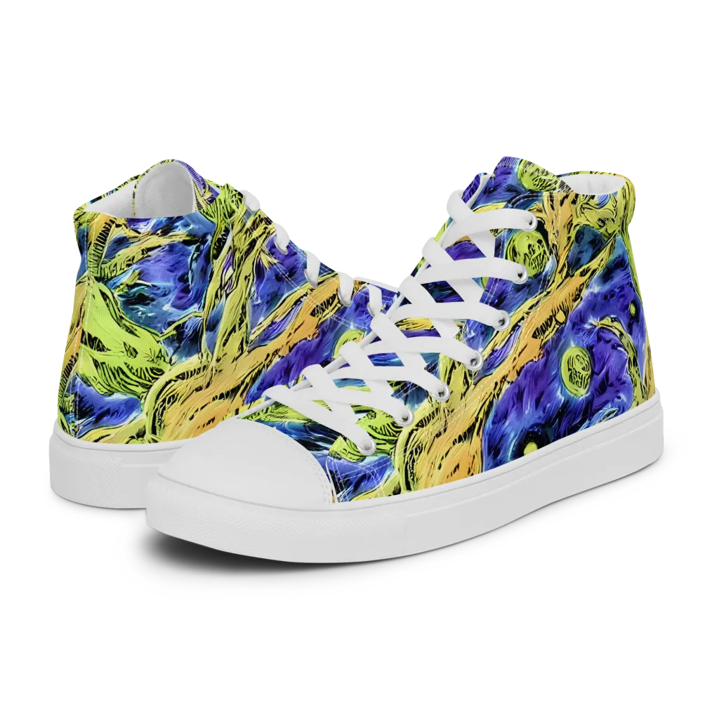 Electric Relic on Men's High Top Canvas Shoes — Left