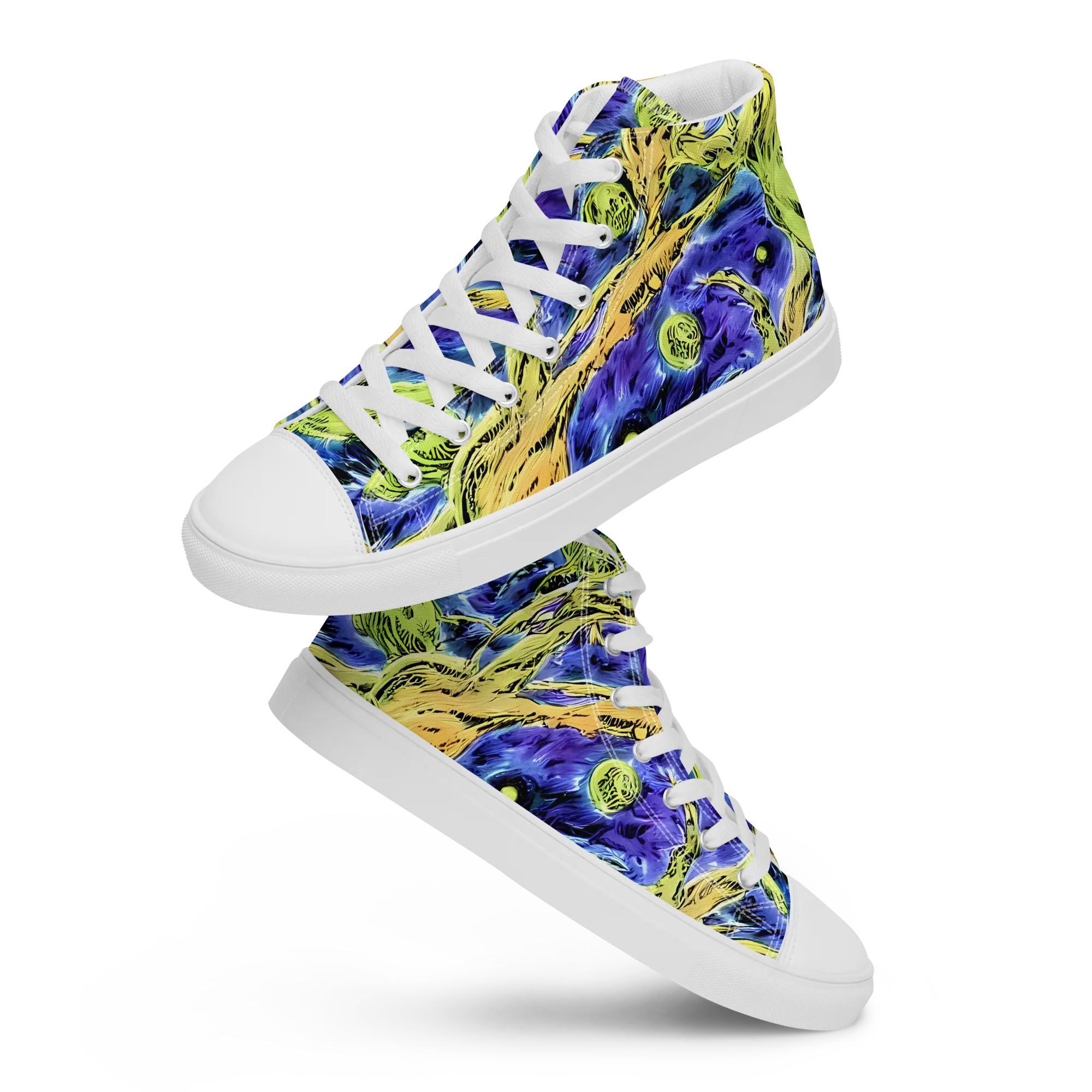 Electric Relic on Men's High Top Canvas Shoes — Front