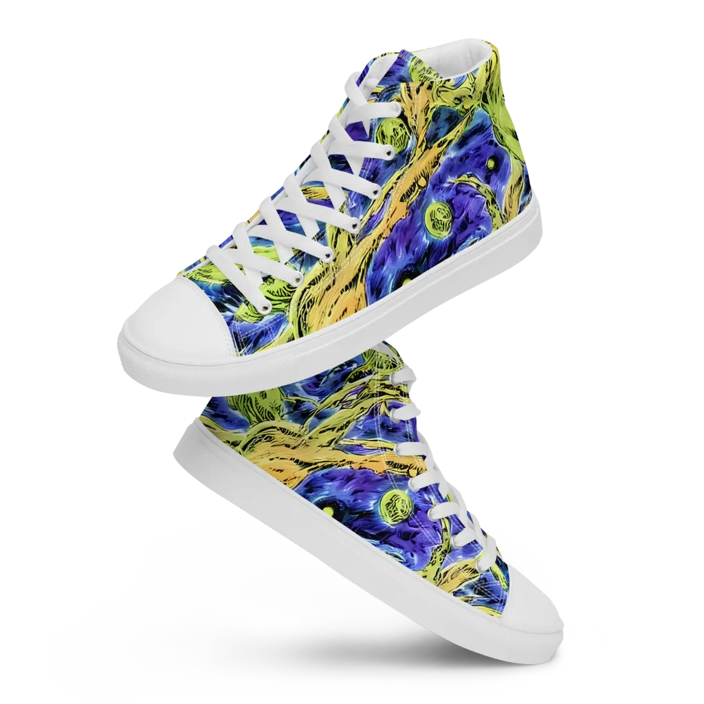 Electric Relic on Men's High Top Canvas Shoes — Front