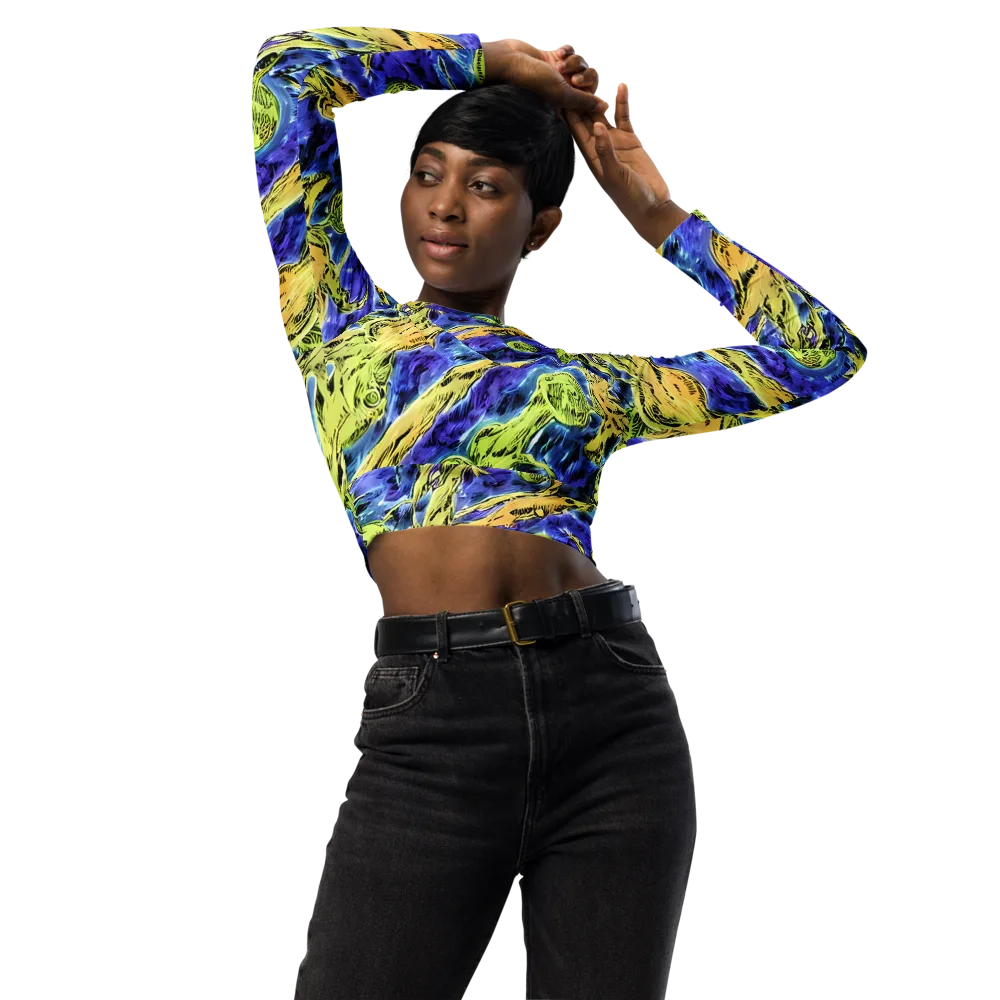 Electric Relic on Long Sleeve Crop Top — Front