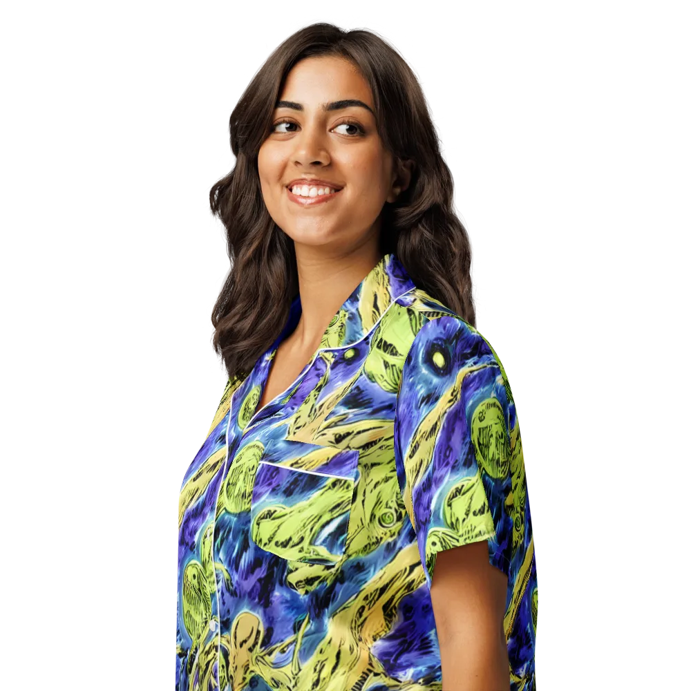 Electric Relic on Women's Short Sleeve Pajama Top — Left Front