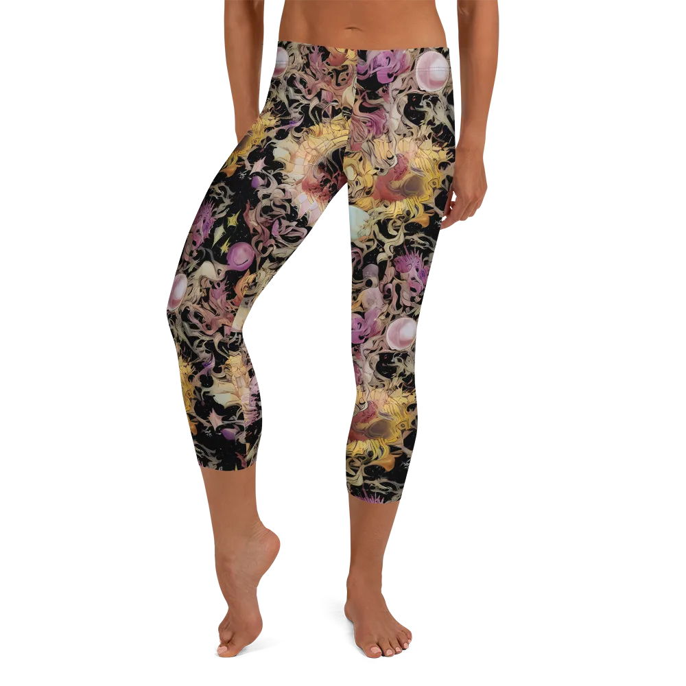 Velvet Labyrinth on Capri Leggings — Front