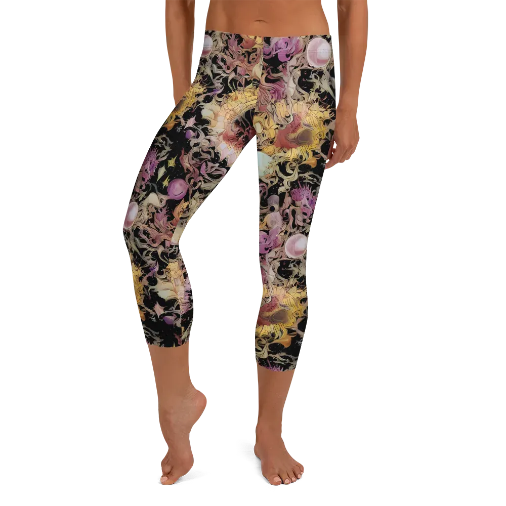 Velvet Labyrinth on Capri Leggings — Front