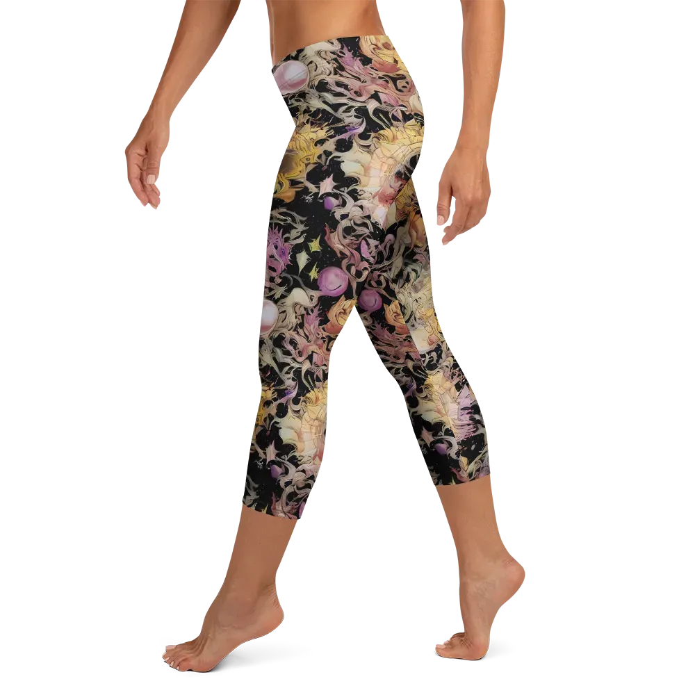Velvet Labyrinth on Capri Leggings — Left