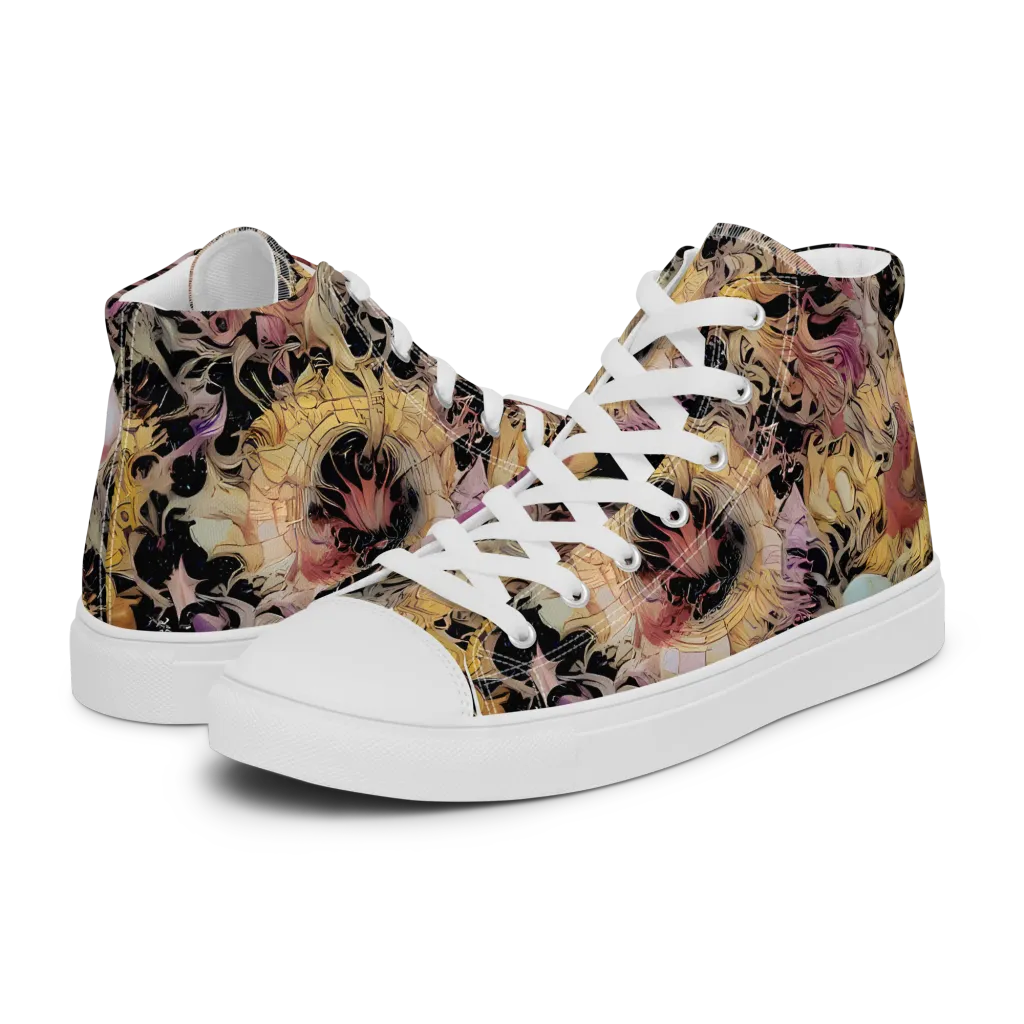 Velvet Labyrinth on Men's High Top Canvas Shoes — Left