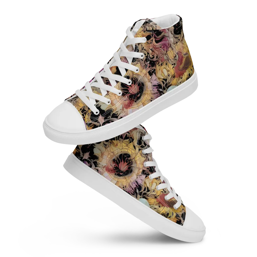 Velvet Labyrinth on Men's High Top Canvas Shoes — Front
