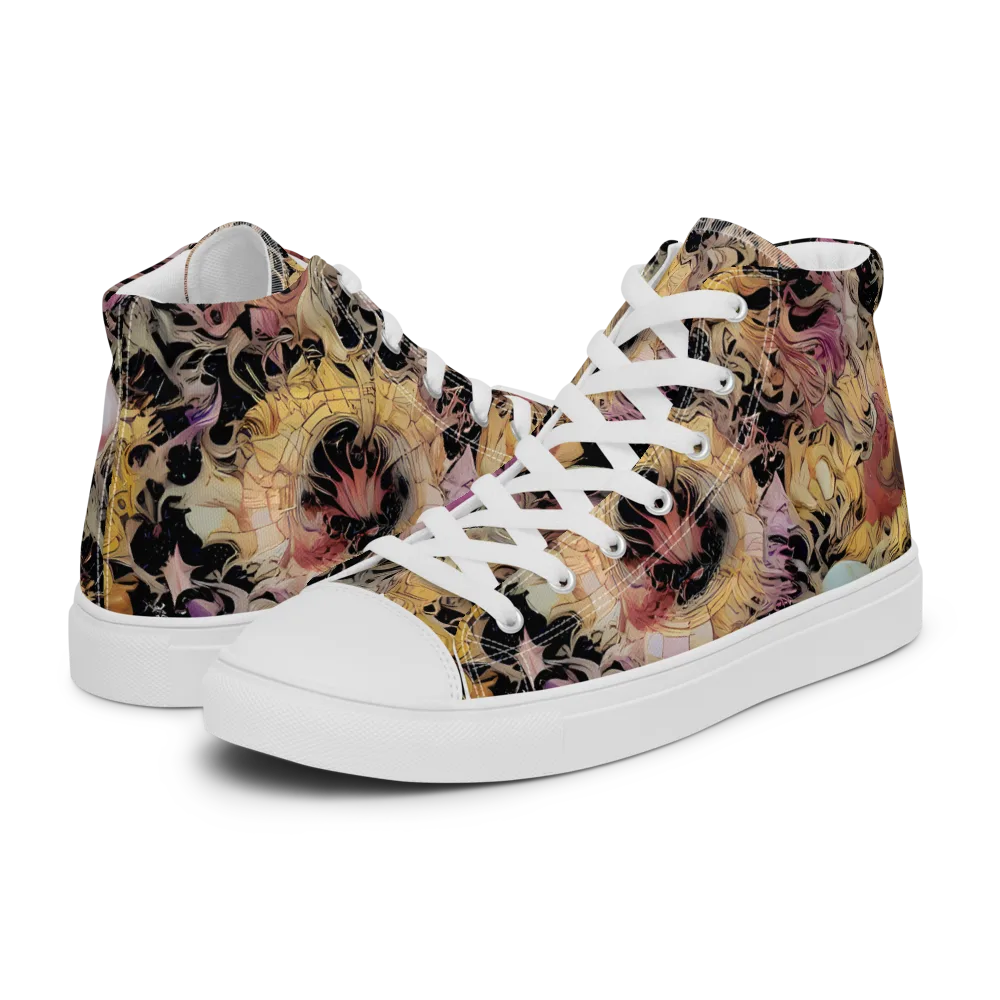 Velvet Labyrinth on Women's High Top Canvas Shoes — Left