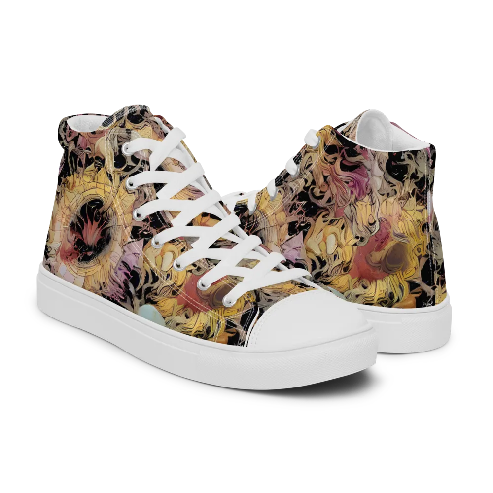 Velvet Labyrinth on Women's High Top Canvas Shoes — Right