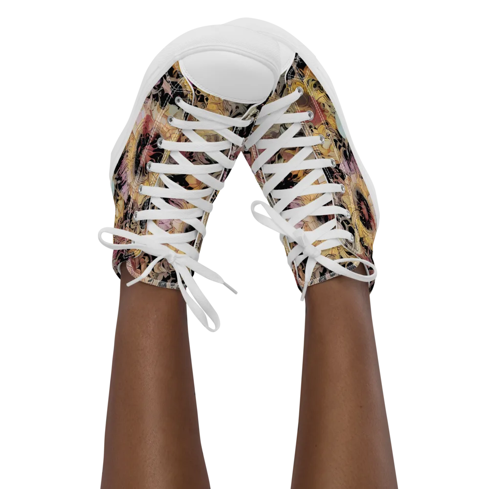 Velvet Labyrinth on Women's High Top Canvas Shoes — Front