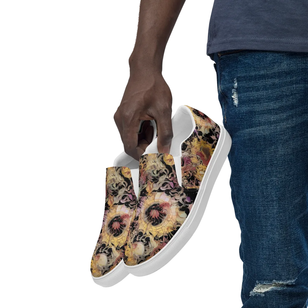 Velvet Labyrinth on Men's Slip-On Canvas Shoes — Left Front