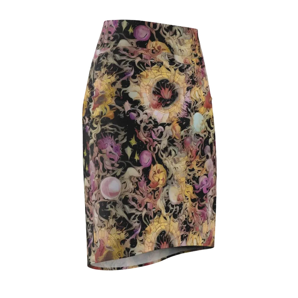 Velvet Labyrinth on Pencil Skirt — Front Side