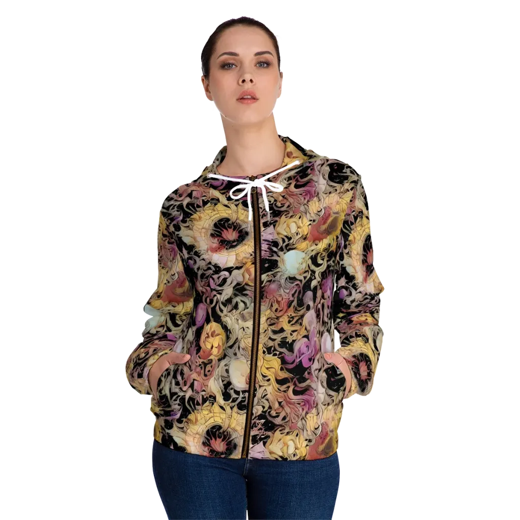 Velvet Labyrinth on Women's Full-Zip Hoodie — Front On Person
