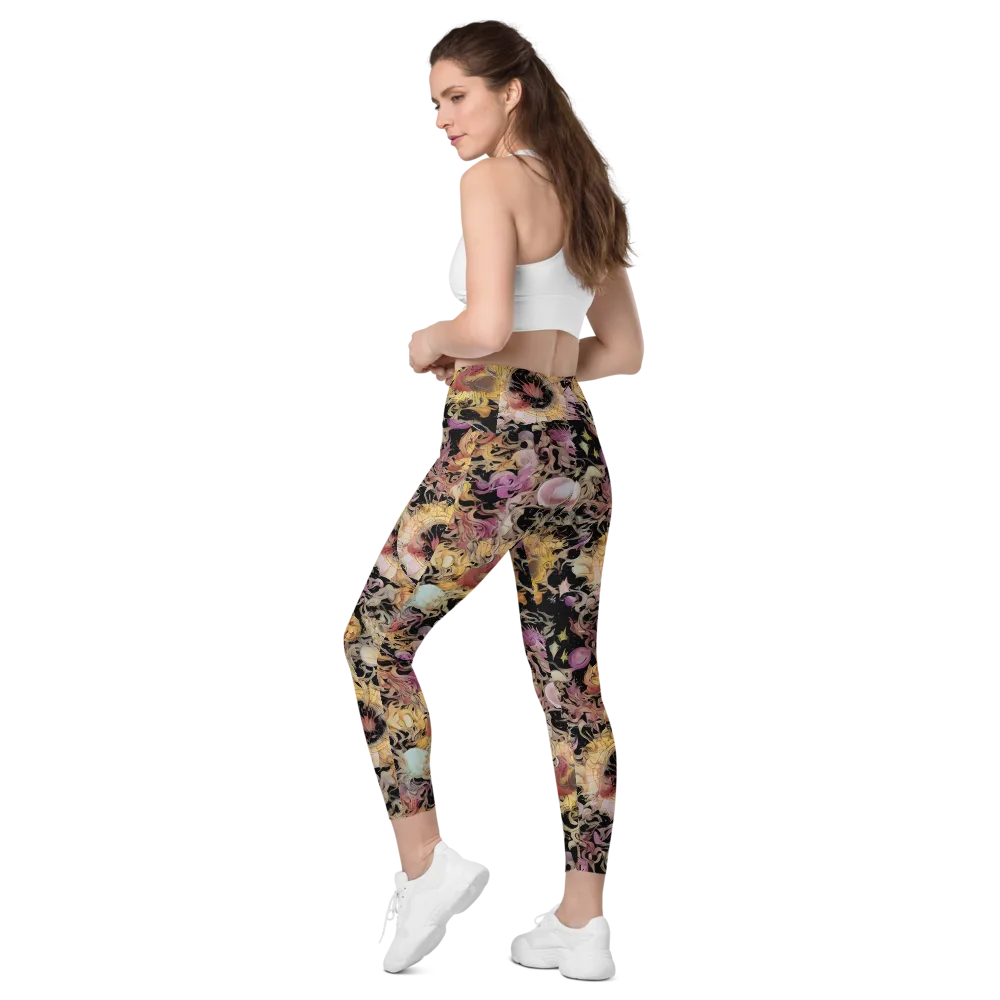Velvet Labyrinth on Leggings with Pockets — Left Back
