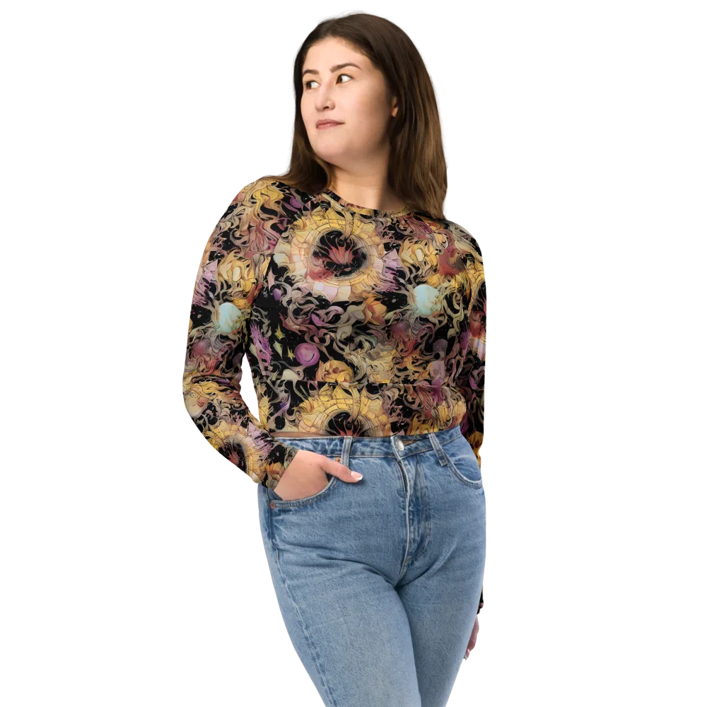 Velvet Labyrinth on Long Sleeve Crop Top — Front