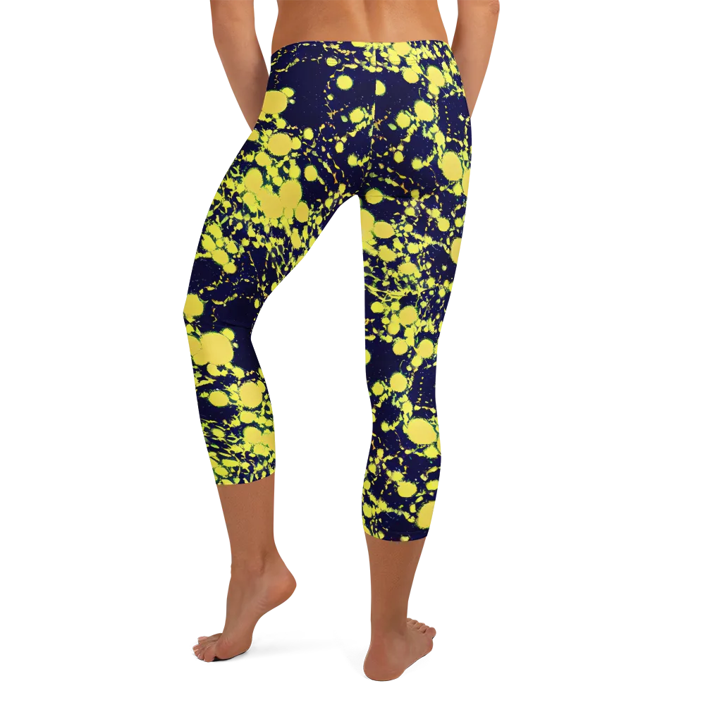 Acid Midnight on Capri Leggings — Back