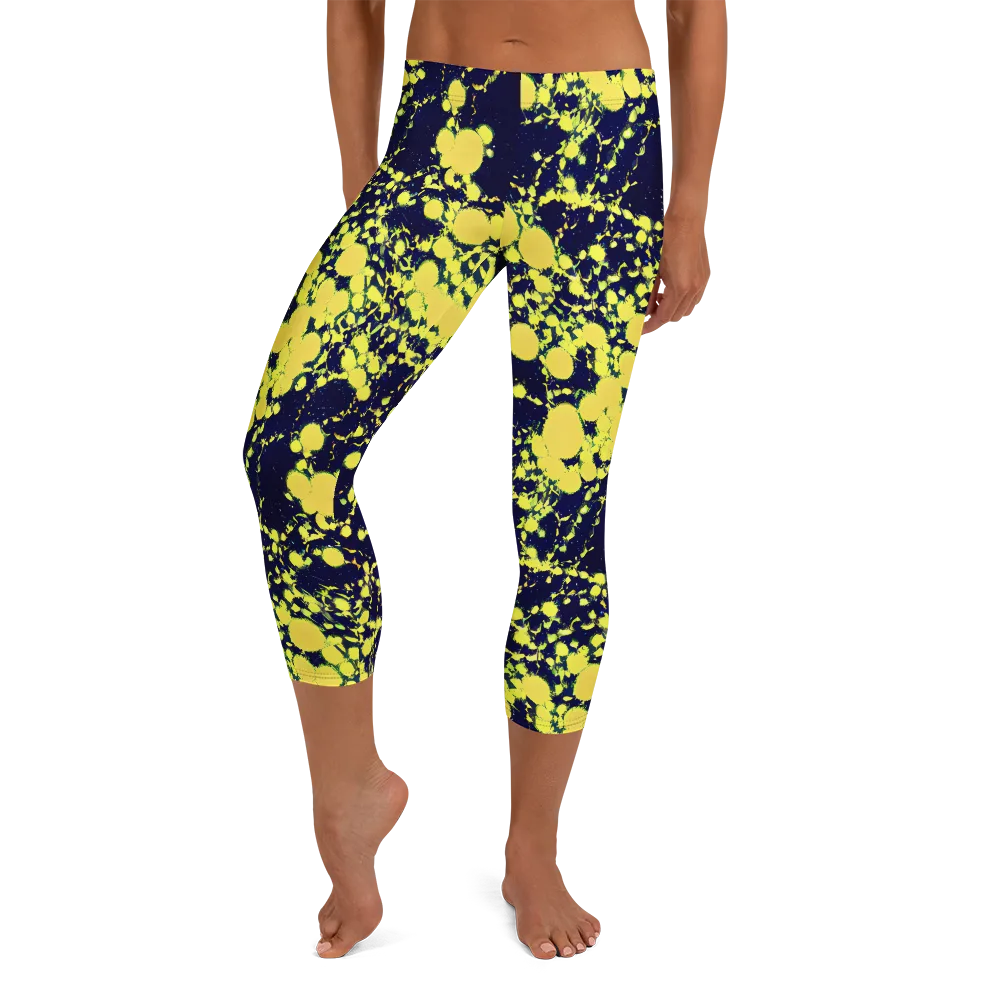Acid Midnight on Capri Leggings — Front