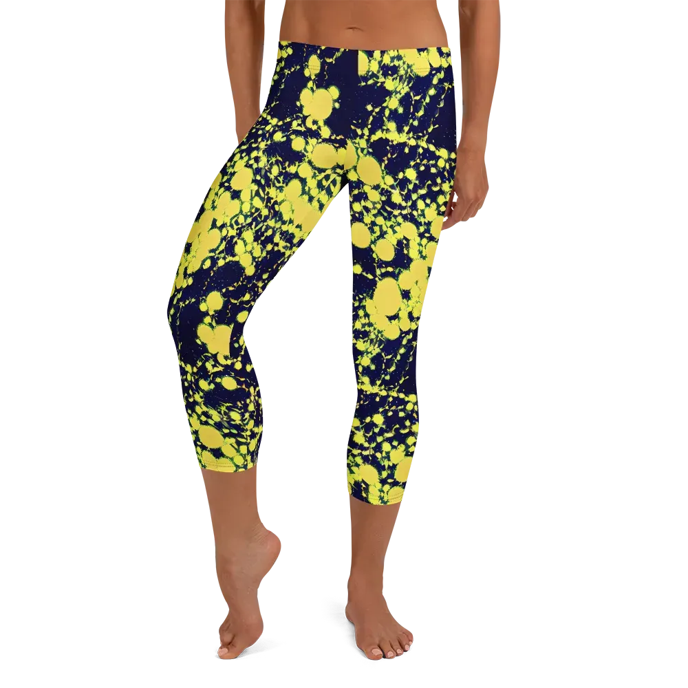 Acid Midnight on Capri Leggings — Front