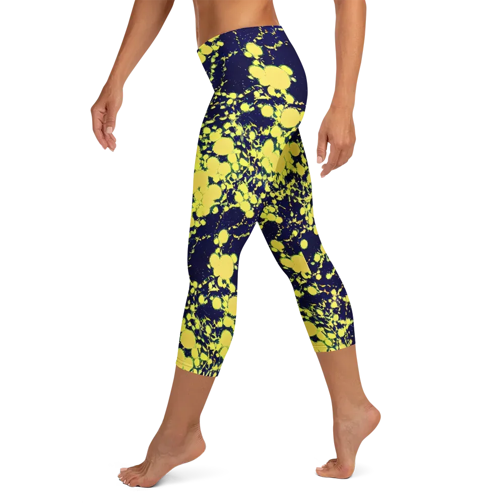 Acid Midnight on Capri Leggings — Left