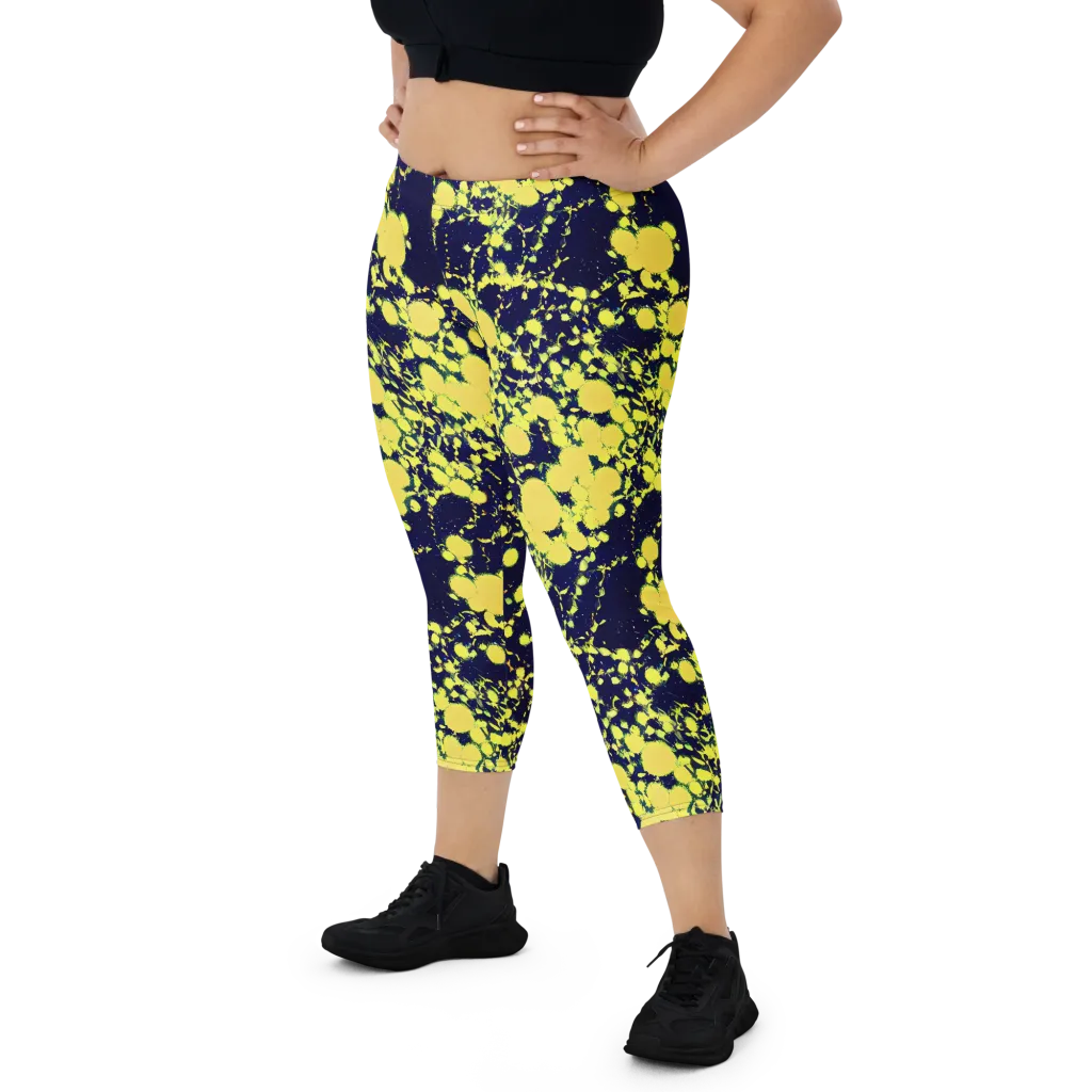 Acid Midnight on Capri Leggings — Front