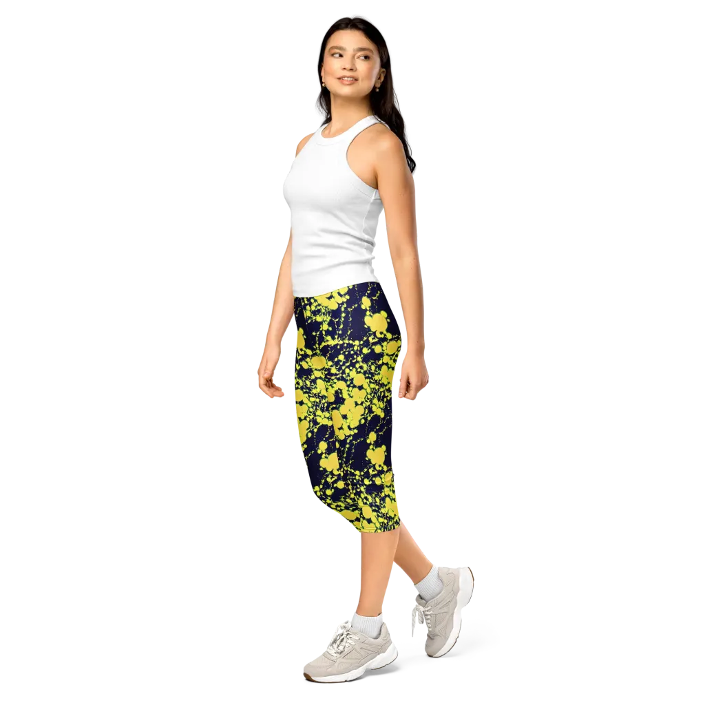 Acid Midnight on Capri Leggings — Left Front