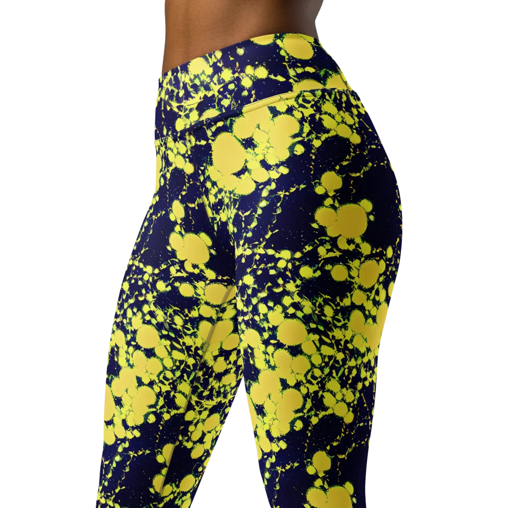 Acid Midnight on Yoga Leggings — Left Front