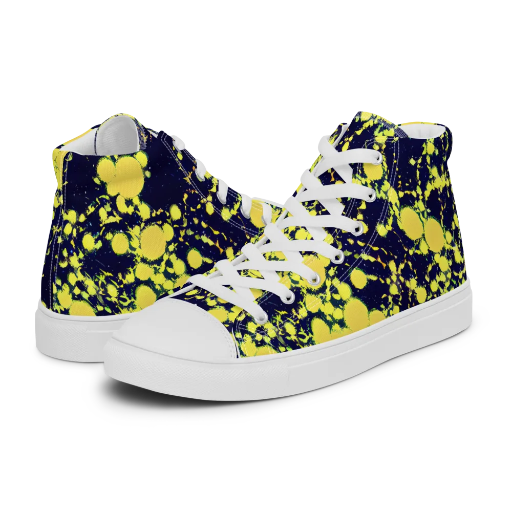 Acid Midnight on Men's High Top Canvas Shoes — Left