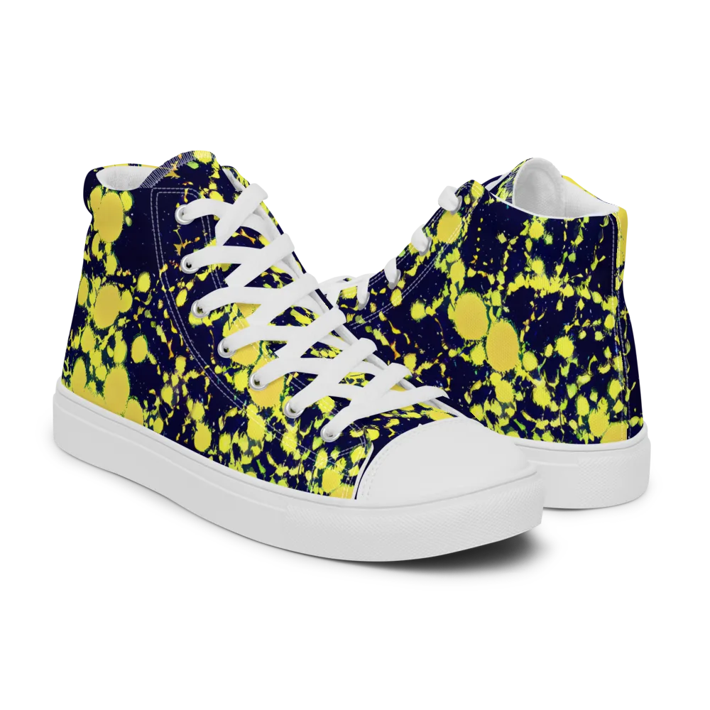 Acid Midnight on Men's High Top Canvas Shoes — Right
