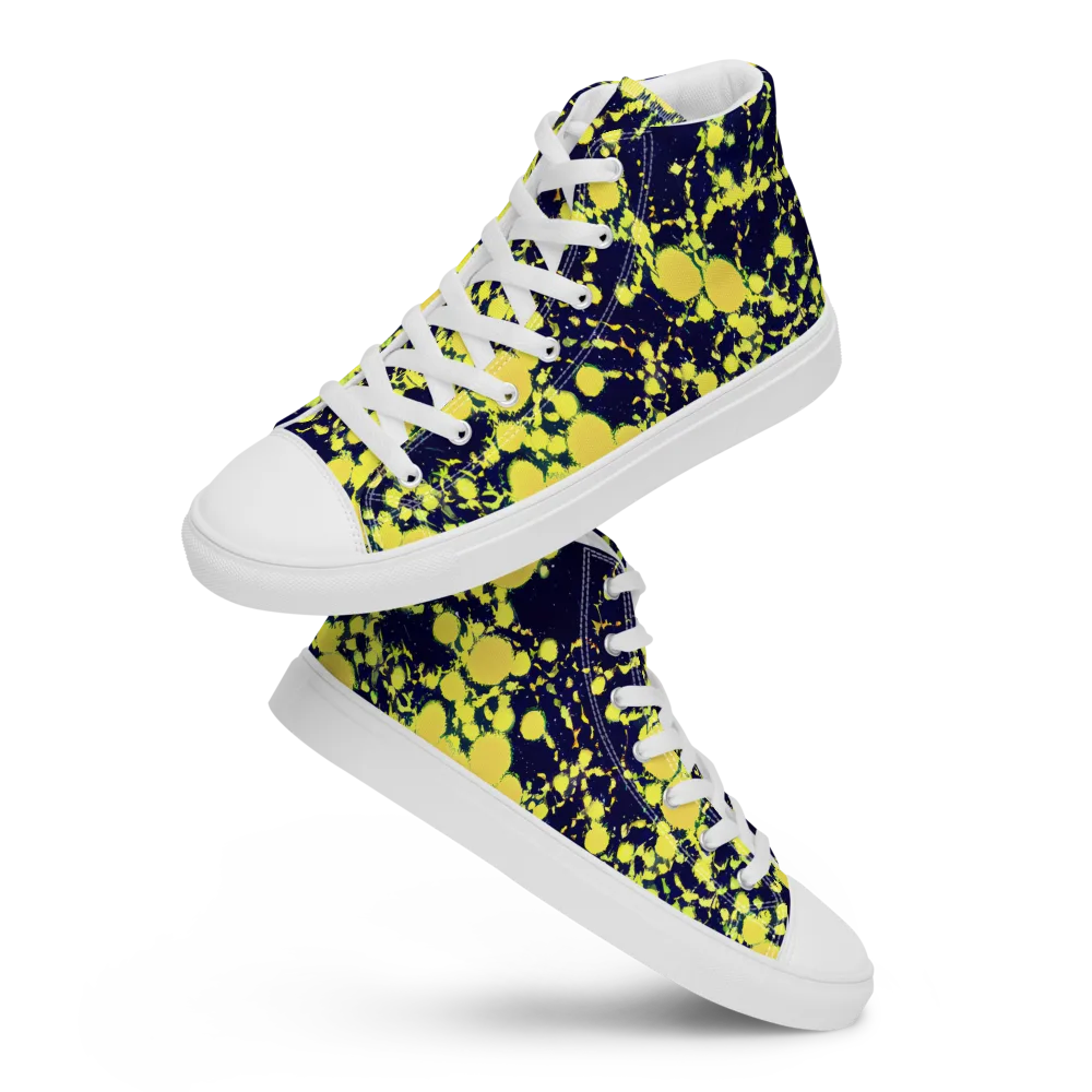 Acid Midnight on Men's High Top Canvas Shoes — Front