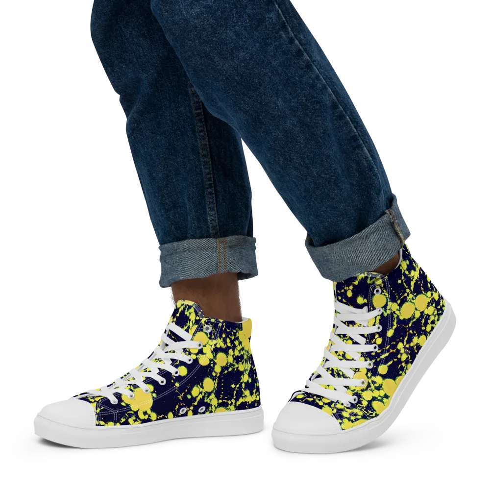 Acid Midnight on Men's High Top Canvas Shoes — Left