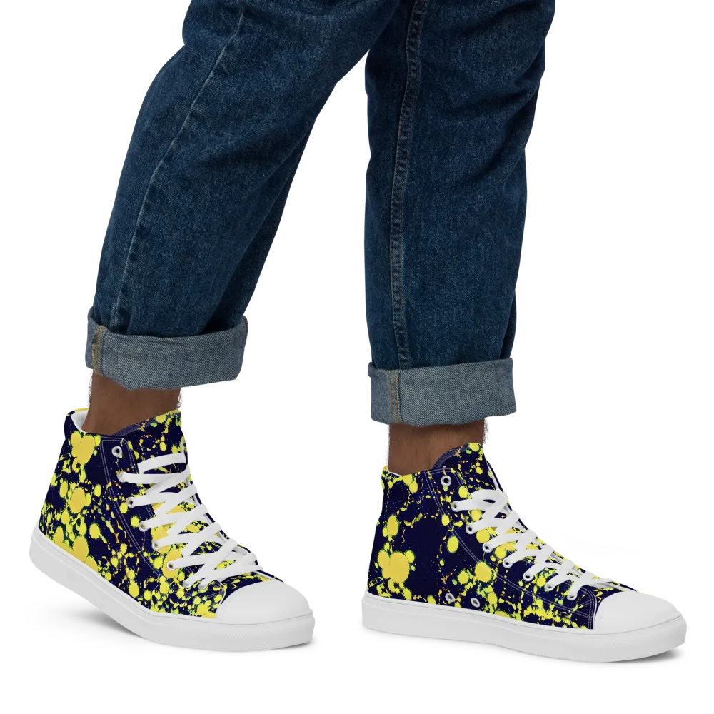 Acid Midnight on Men's High Top Canvas Shoes — Right