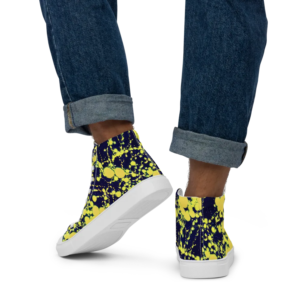 Acid Midnight on Men's High Top Canvas Shoes — Back