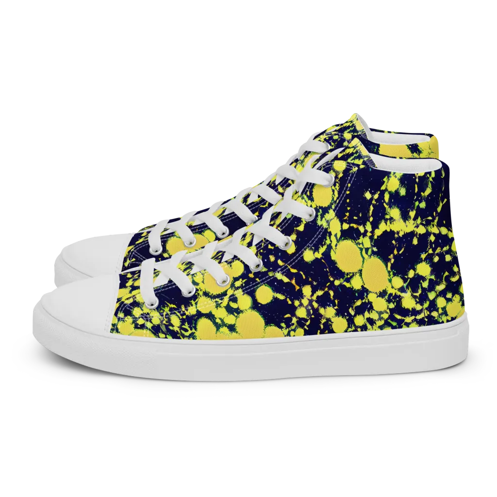 Acid Midnight on Women's High Top Canvas Shoes — Left