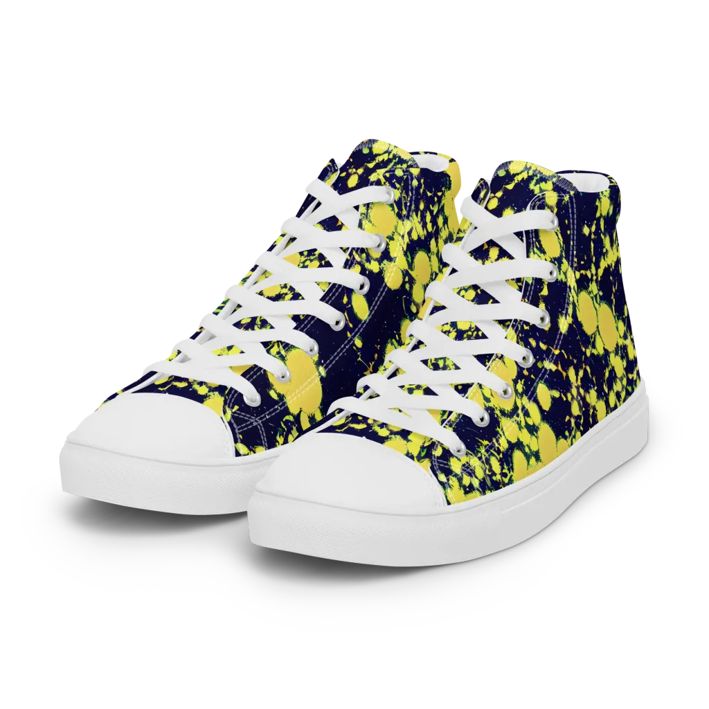 Acid Midnight on Women's High Top Canvas Shoes — Left Front