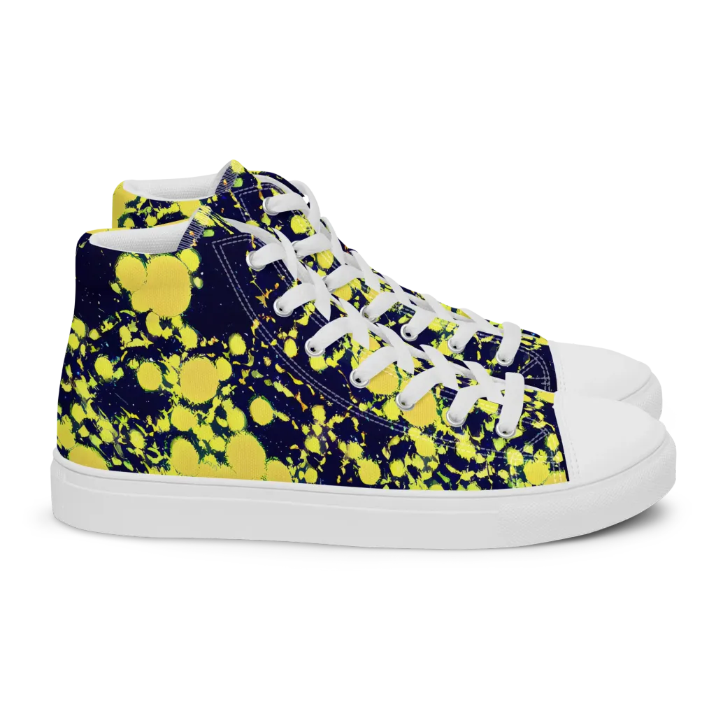 Acid Midnight on Women's High Top Canvas Shoes — Right