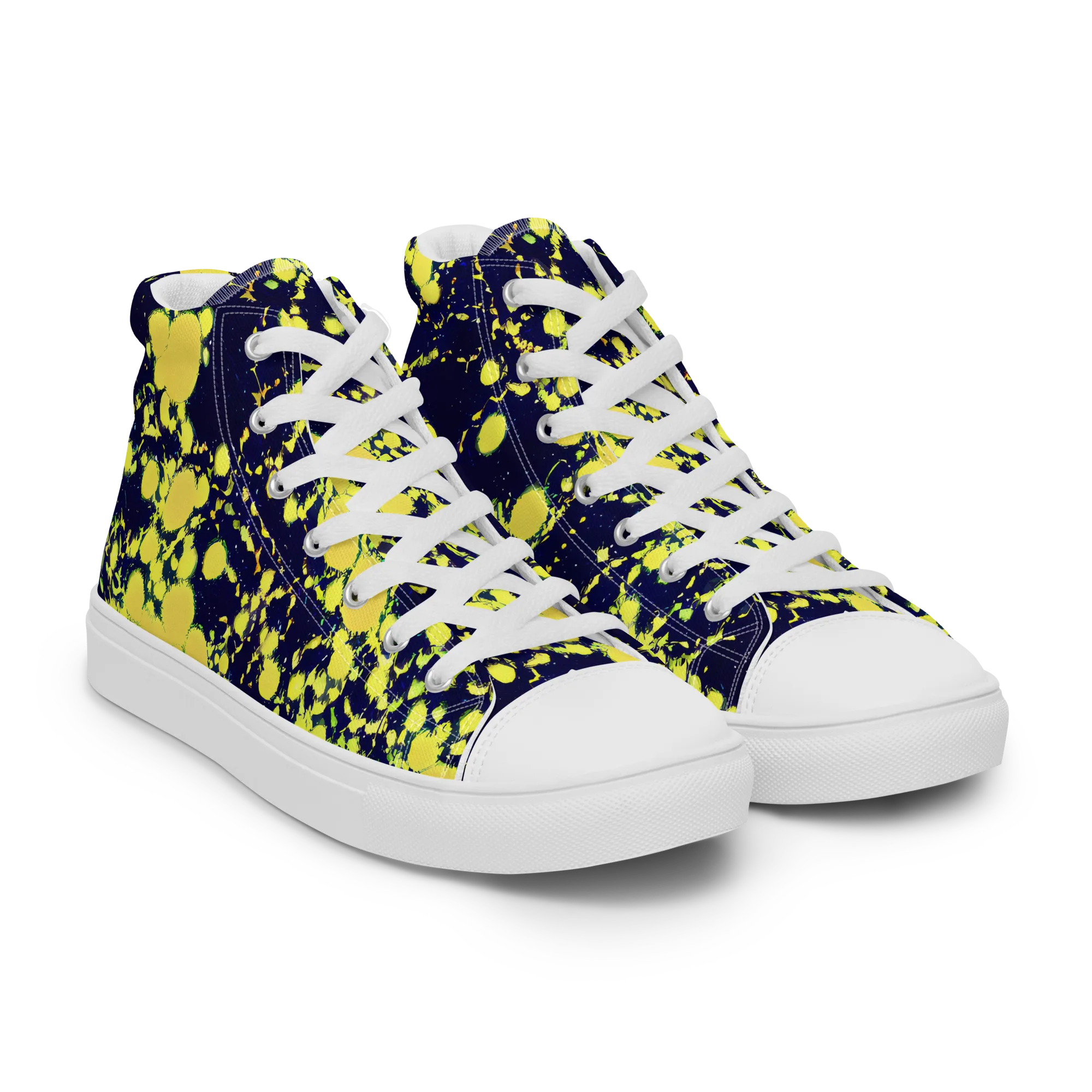 Acid Midnight on Women's High Top Canvas Shoes — Right Front