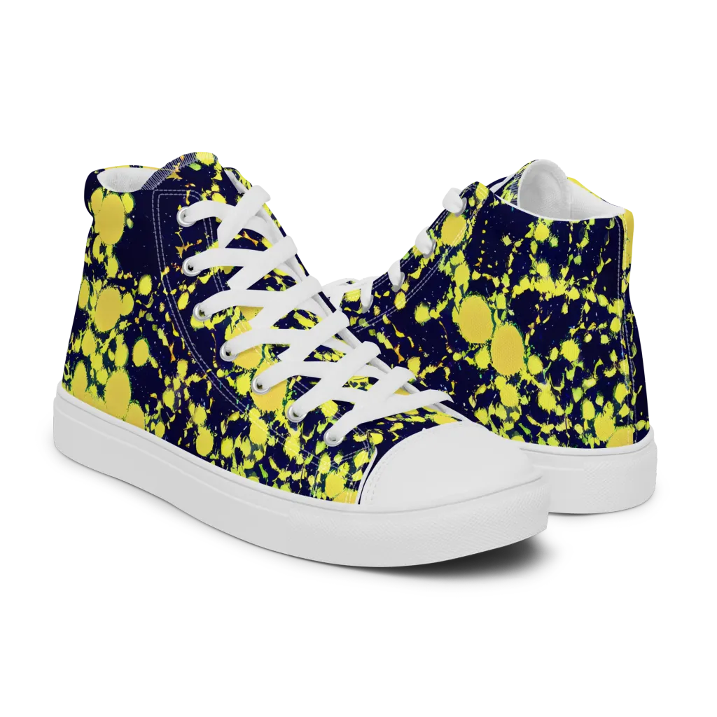 Acid Midnight on Women's High Top Canvas Shoes — Right