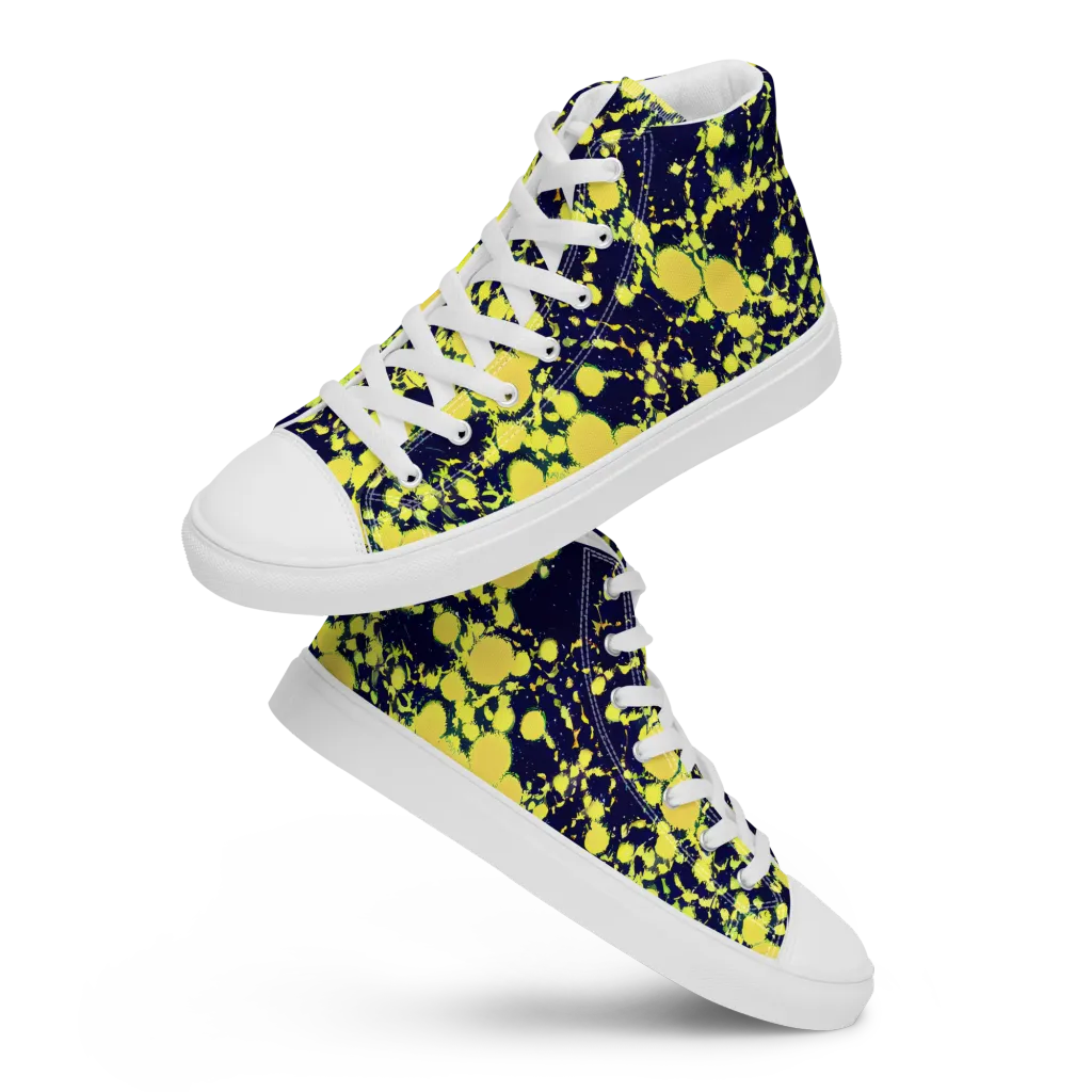 Acid Midnight on Women's High Top Canvas Shoes — Front