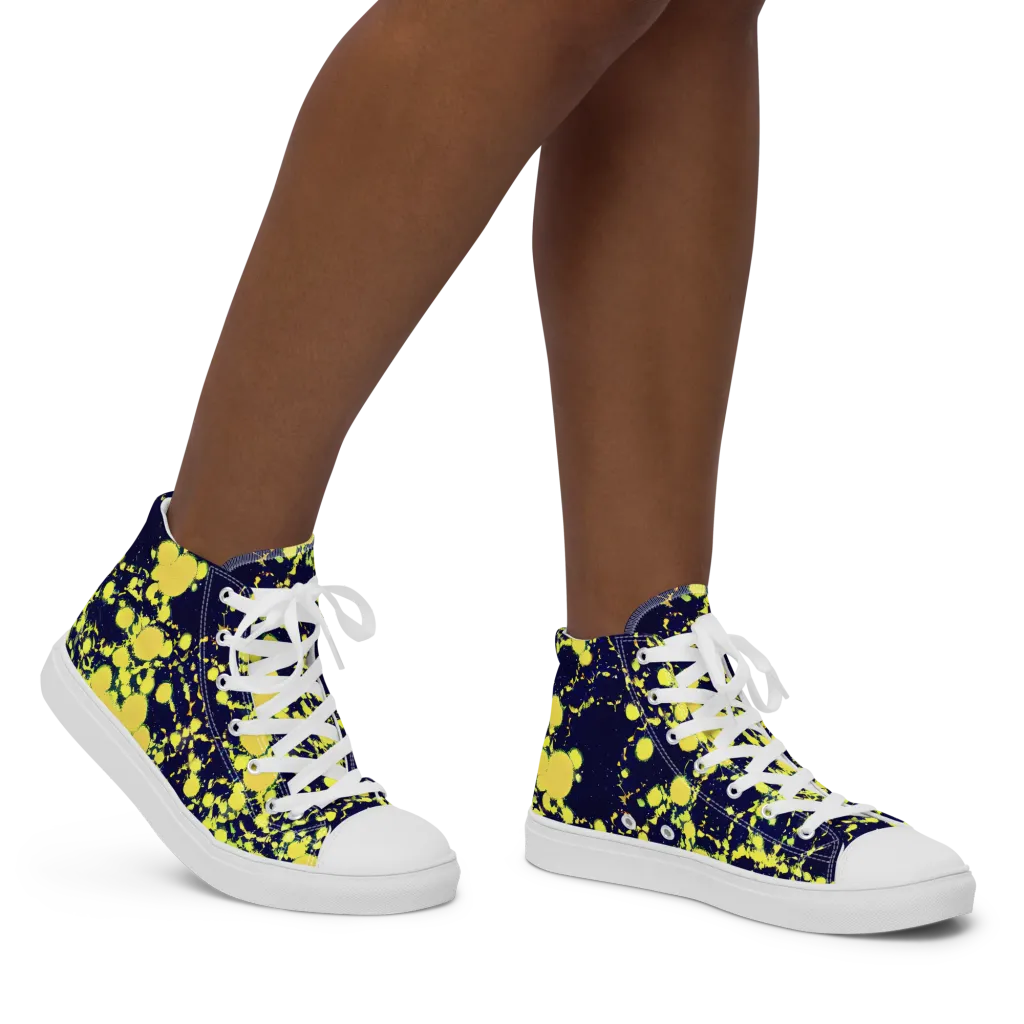 Acid Midnight on Women's High Top Canvas Shoes — Right