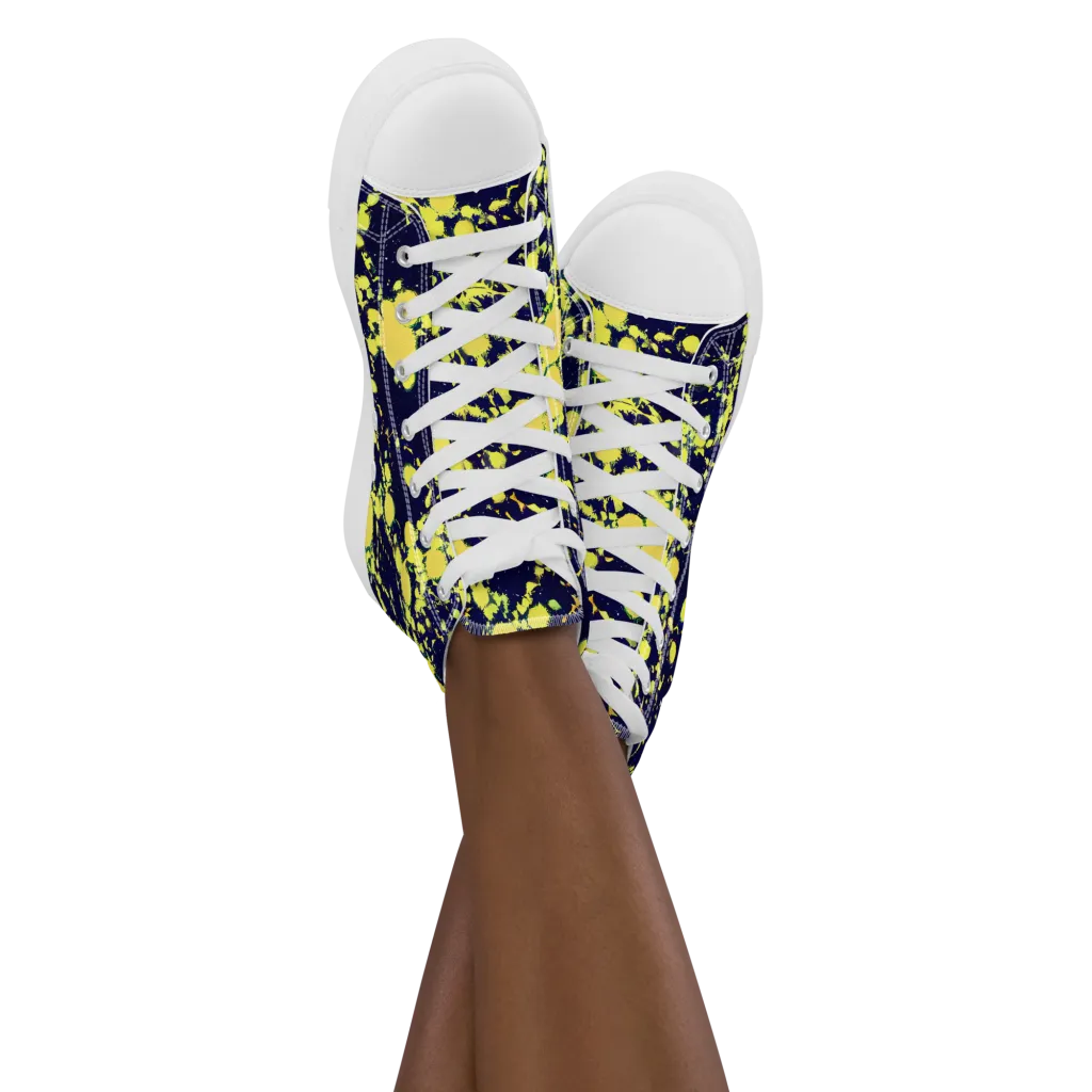 Acid Midnight on Women's High Top Canvas Shoes — Front