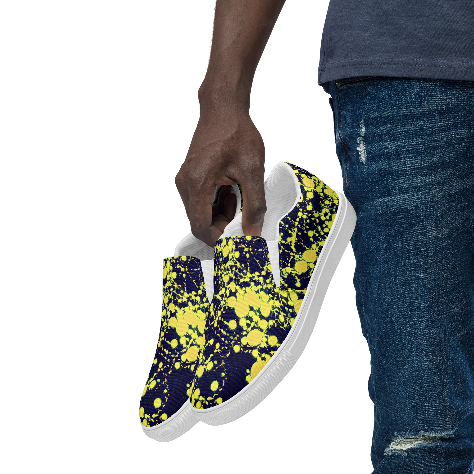 Acid Midnight on Men's Slip-On Canvas Shoes — Left Front