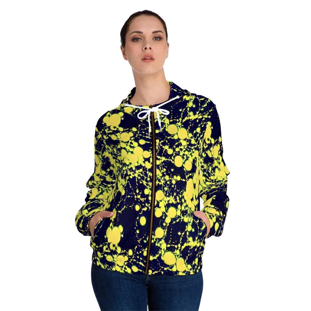 Acid Midnight on Women's Full-Zip Hoodie — Front On Person