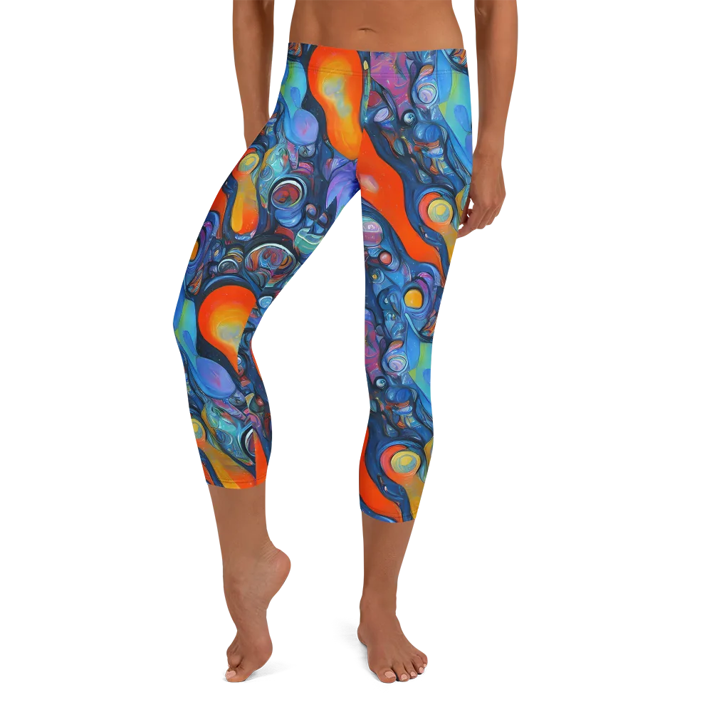 Blue Voltage on Capri Leggings — Front