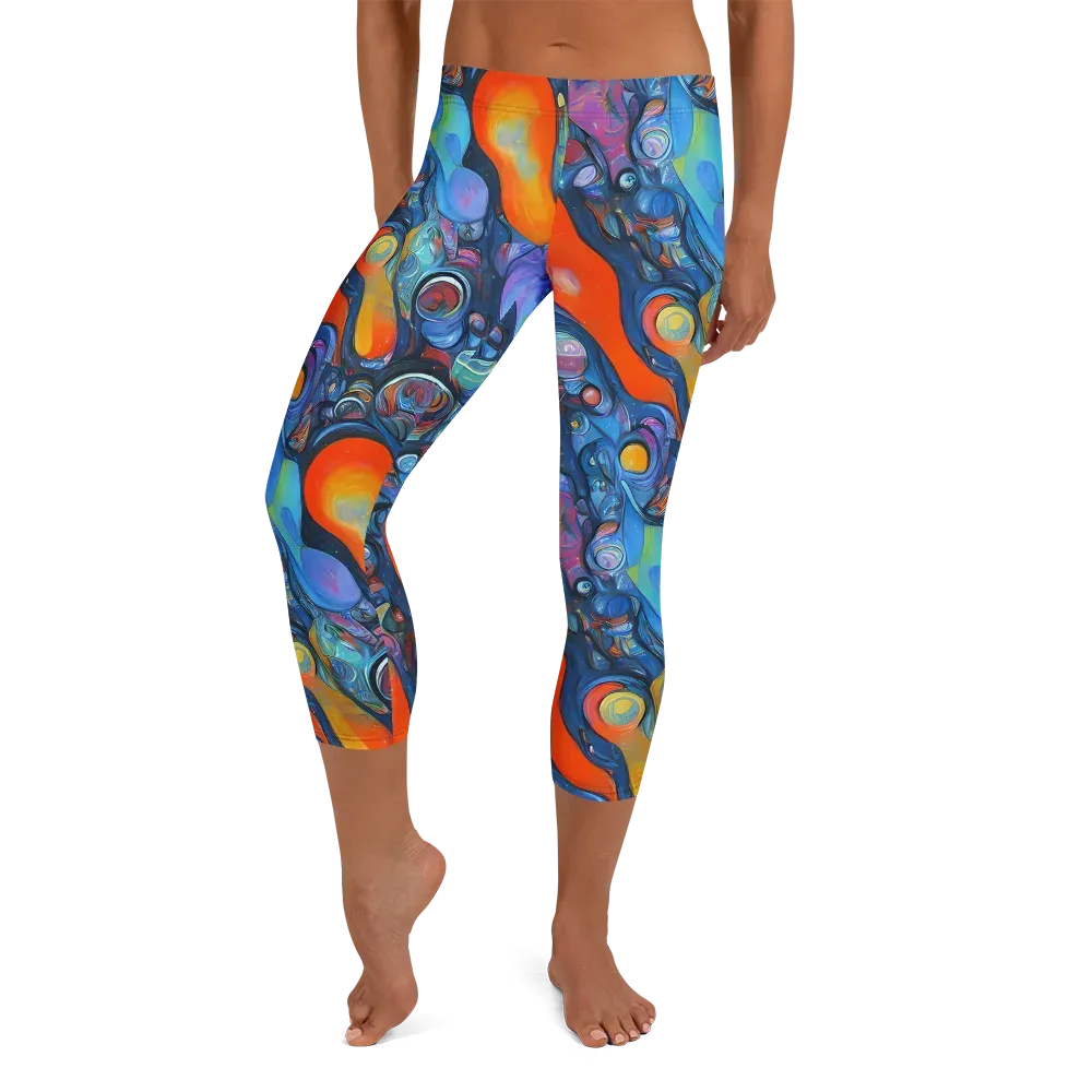 Blue Voltage on Capri Leggings — Front