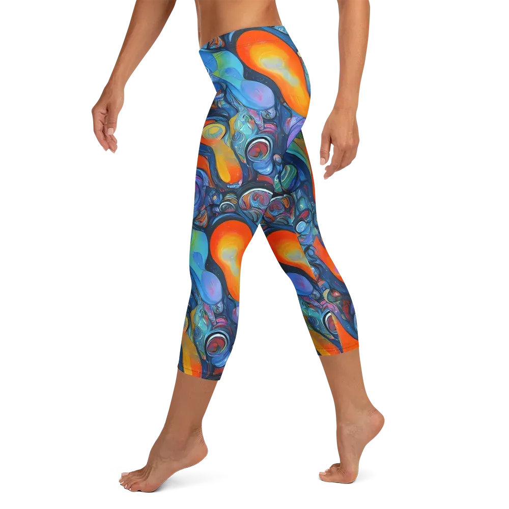 Blue Voltage on Capri Leggings — Left